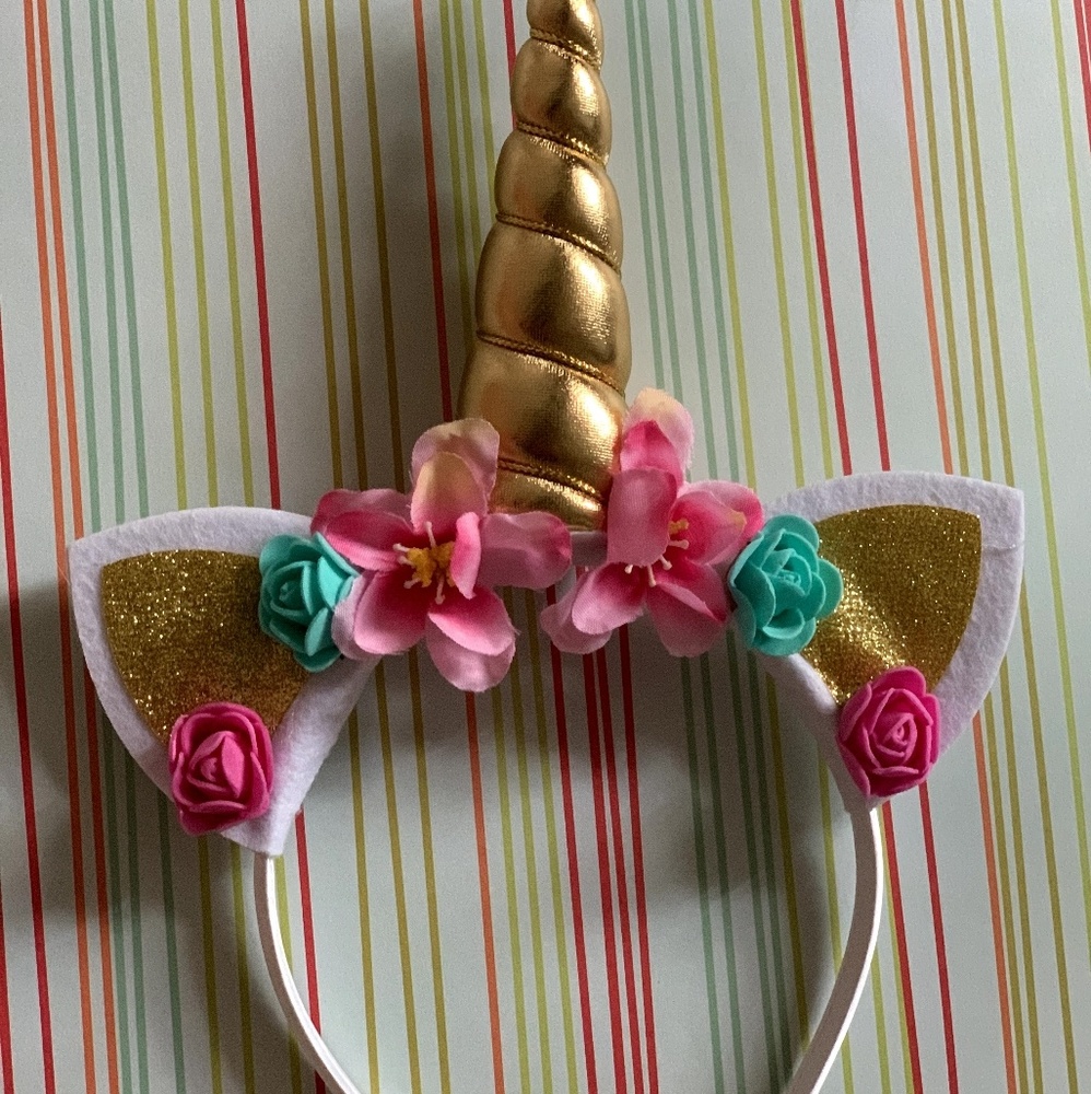 Brand new white and gold unicorn headband